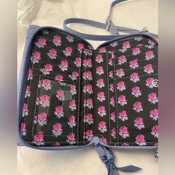 NWOT Vera Bradley RFID 3-in-1 Crossbody Bag in Microfiber Blue/Grey - Picture 7 of 11